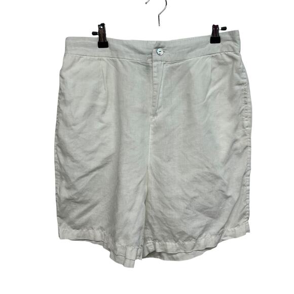 Minimalist Summer Linen Shorts Tahari Essentials White Size L - Picture 1 of 7